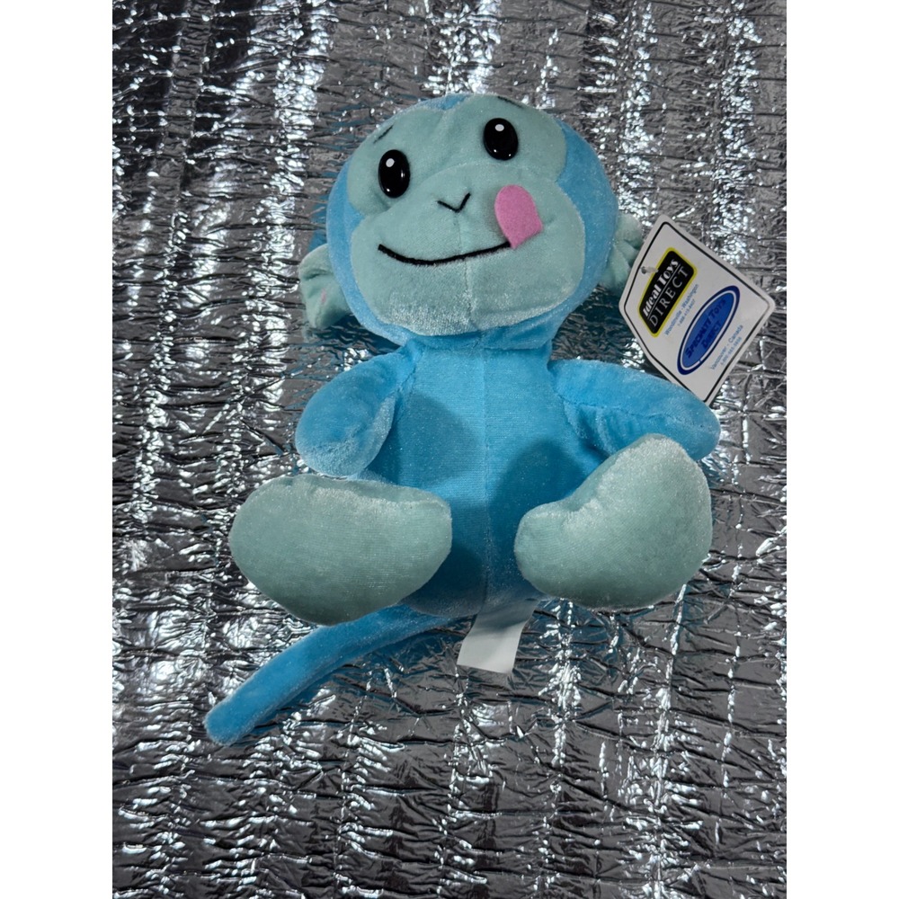 Ideal Toys Direct Blue Monkey Plush Stuffed Animal Pink Tongue NWT